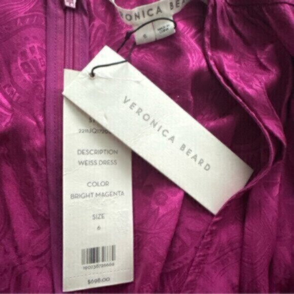 NWT Veronica Beard Weiss Side Ruffle Long Sleeve Silk Blend Dress - Picture 7 of 15